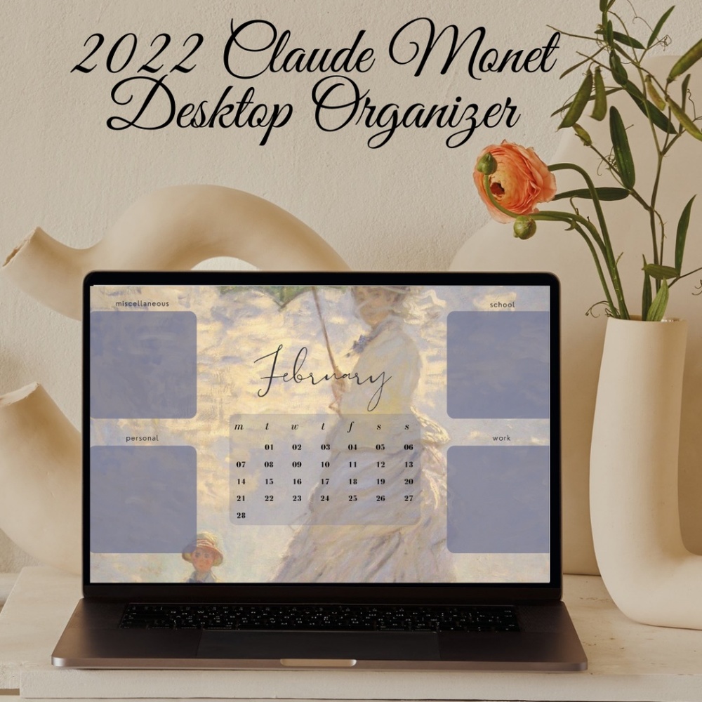Claude Monet Art Calendars 2022 | Desktop Organizers 2022 | 12 Months Wallpaper